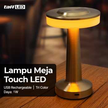 TaffLED Lampu Meja Hias Touch LED USB Rechargeable Tri Color 1W - BRF5 - Golden