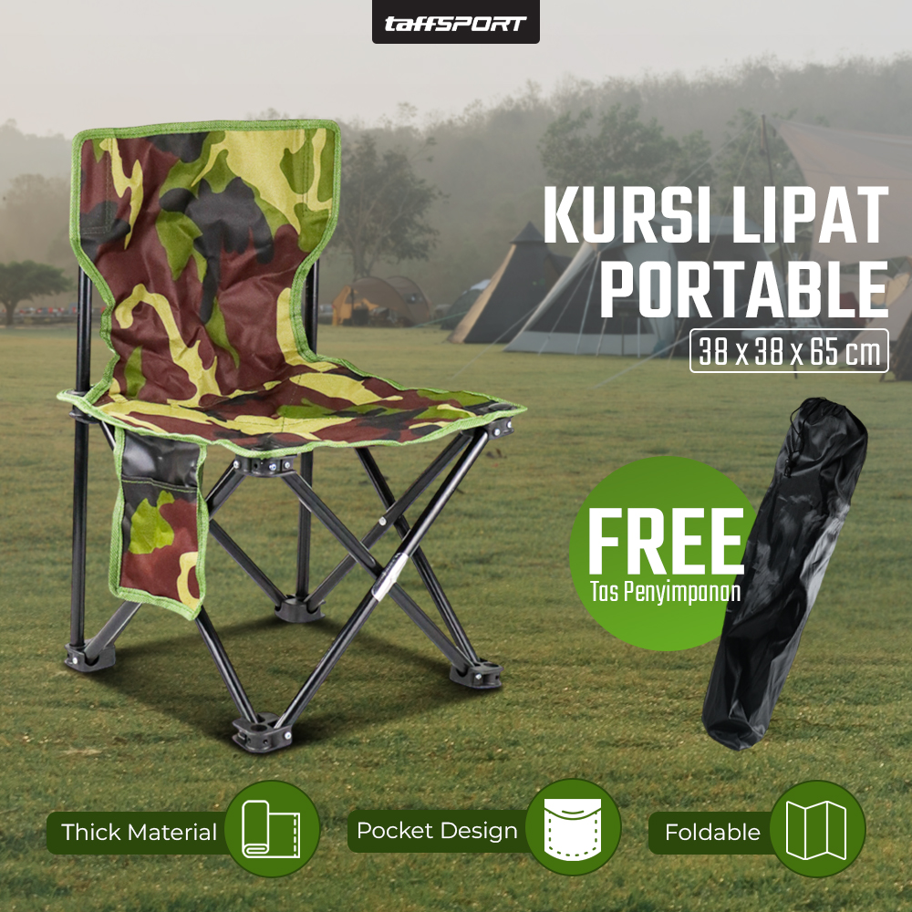 Gambar produk TaffSPORT Kursi Lipat Portable Memancing Outdoor Fishing Chair L 38x38x65cm - AAN147