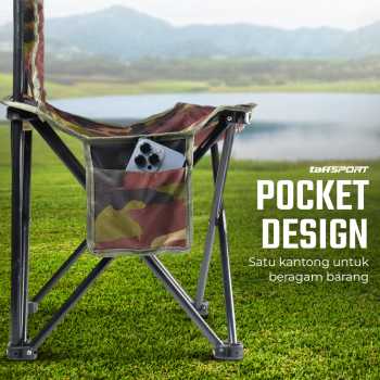 Gambar produk TaffSPORT Kursi Lipat Portable Memancing Outdoor Fishing Chair L 38x38x65cm - AAN147