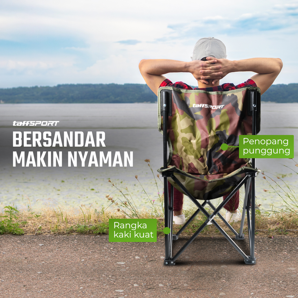 Gambar produk TaffSPORT Kursi Lipat Portable Memancing Outdoor Fishing Chair L 38x38x65cm - AAN147