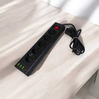 YIGOU Stop Kontak 5 Lubang USB Type C EU Plug 10A 110-250V 2500W - 1113U