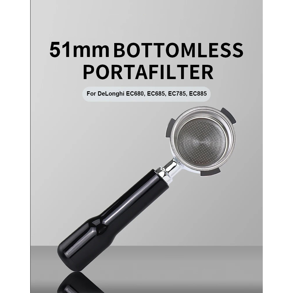 Gambar produk One Two Cups Bottomless Naked Portafilter Stainless 51mm for DeLonghi - CG-11