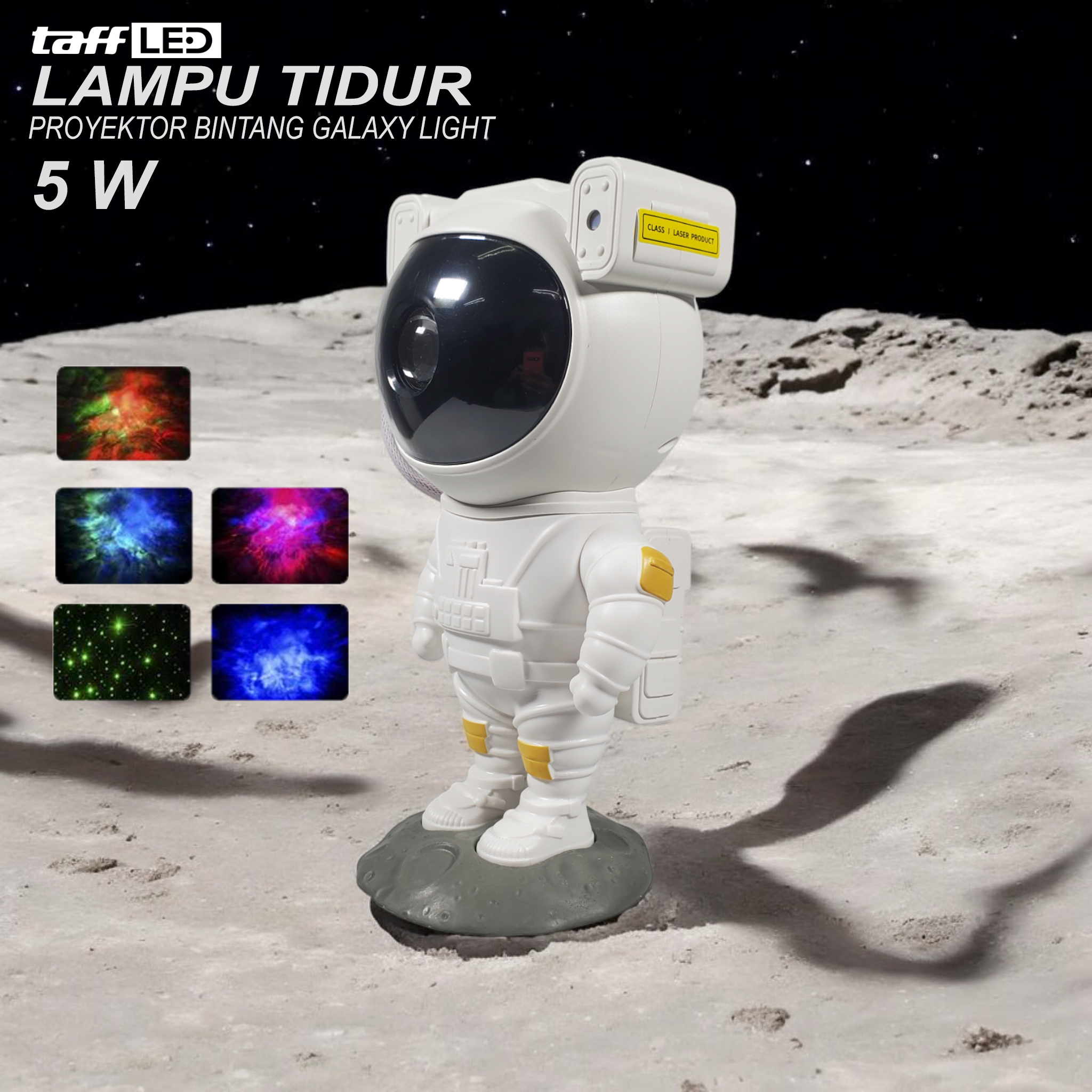 Gambar produk TaffLED Lampu Tidur Proyektor Astronaut Galaxy Light 8 Colors 5W 240V - HD481