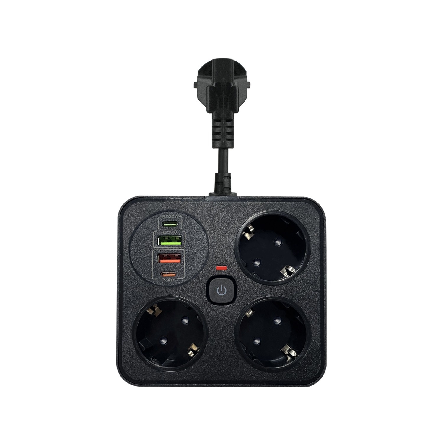Gambar produk AMEEJA Stop Kontak 3 Lubang USB Type C EU Plug 13A 250V 3250W - BKL-E34