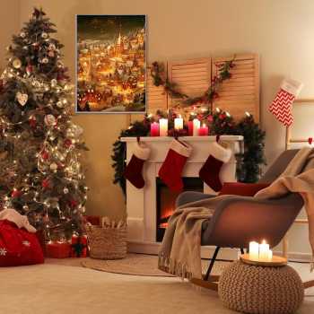 Gambar produk YORYZENG Lampu Meja Hias Lukisan 3in1 Color LED USB 21.5cm Christmas Snow - YY21