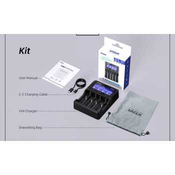 Gambar produk XTAR Charger Baterai 4 Slot AA AAA Li-Ion Ni-MH USB Type C QC3.0 - VX4 Kit