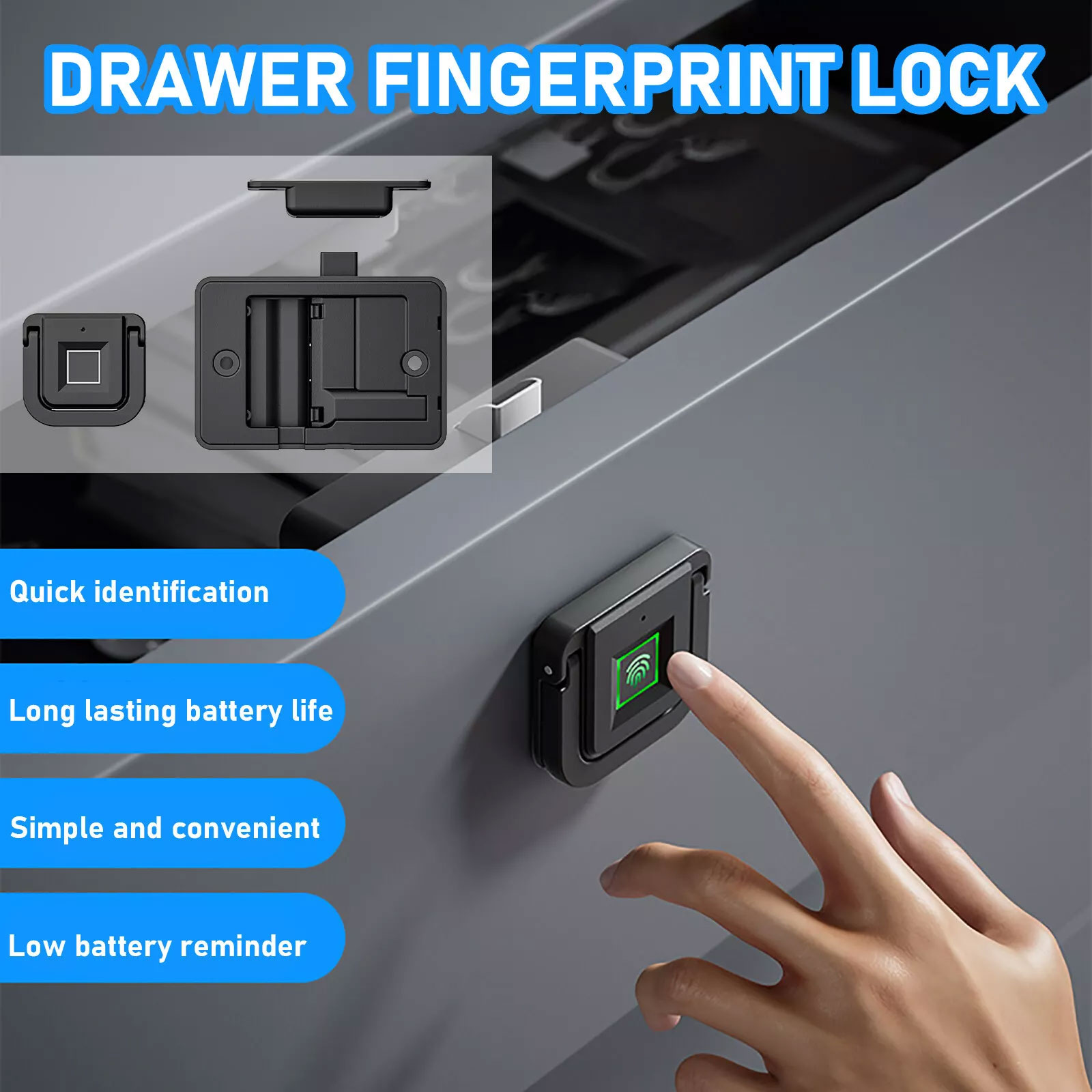 Gambar produk KAK Smart Lock Cabinet Locker Fingerprint Kunci Lemari Digital - F007