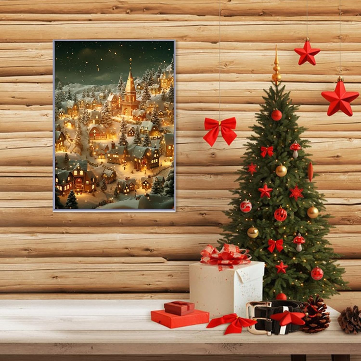 Gambar produk YORYZENG Lampu Meja Hias Lukisan 3in1 Color LED USB 21.5cm Christmas Snow - YY21