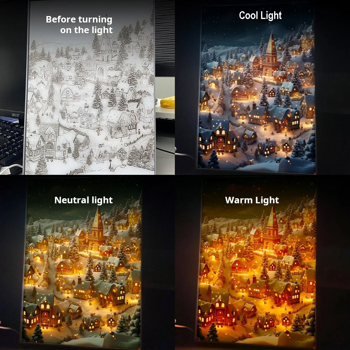 Gambar produk YORYZENG Lampu Meja Hias Lukisan 3in1 Color LED USB 30.5cm Christmas Snow - YY31