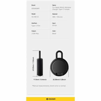 Gambar produk ESSAGER Charging Dock Apple Watch Magnetic Wireless USB Type C 2.5W - ES-WC12