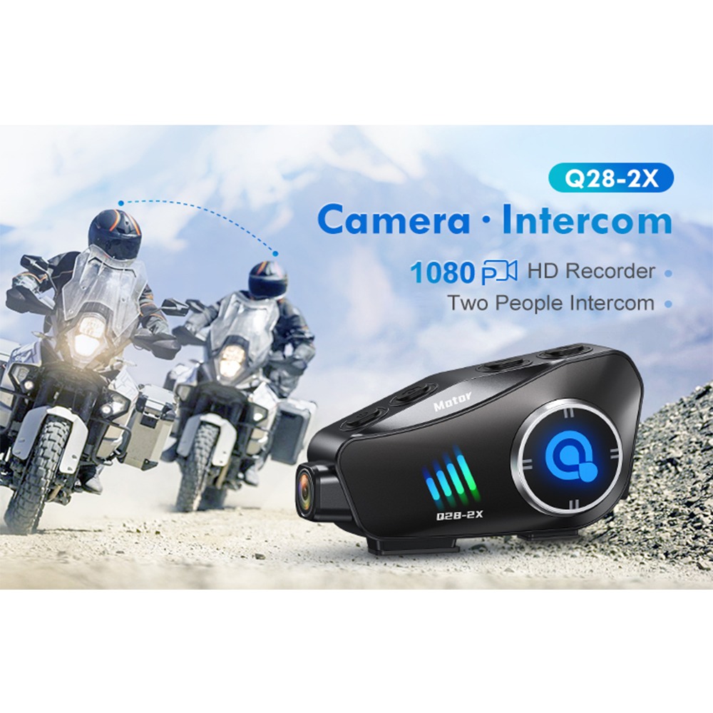Gambar produk EAUTO Intercom Helm Bluetooth Headset 2 Riders Camera Recorder 1080p - Q28-2X