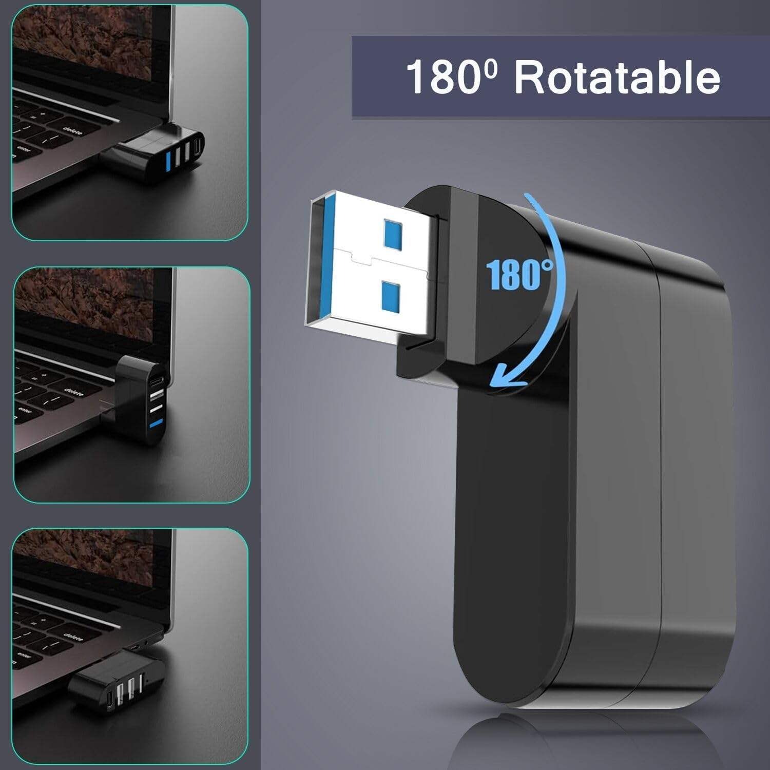 Gambar produk MVBONE USB Hub 2.0 Adapter 4in1 USB 3.0 USB Type-C Rotatable 5Gbps - MV5