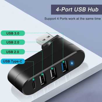 Gambar produk MVBONE USB Hub 2.0 Adapter 4in1 USB 3.0 USB Type-C Rotatable 5Gbps - MV5