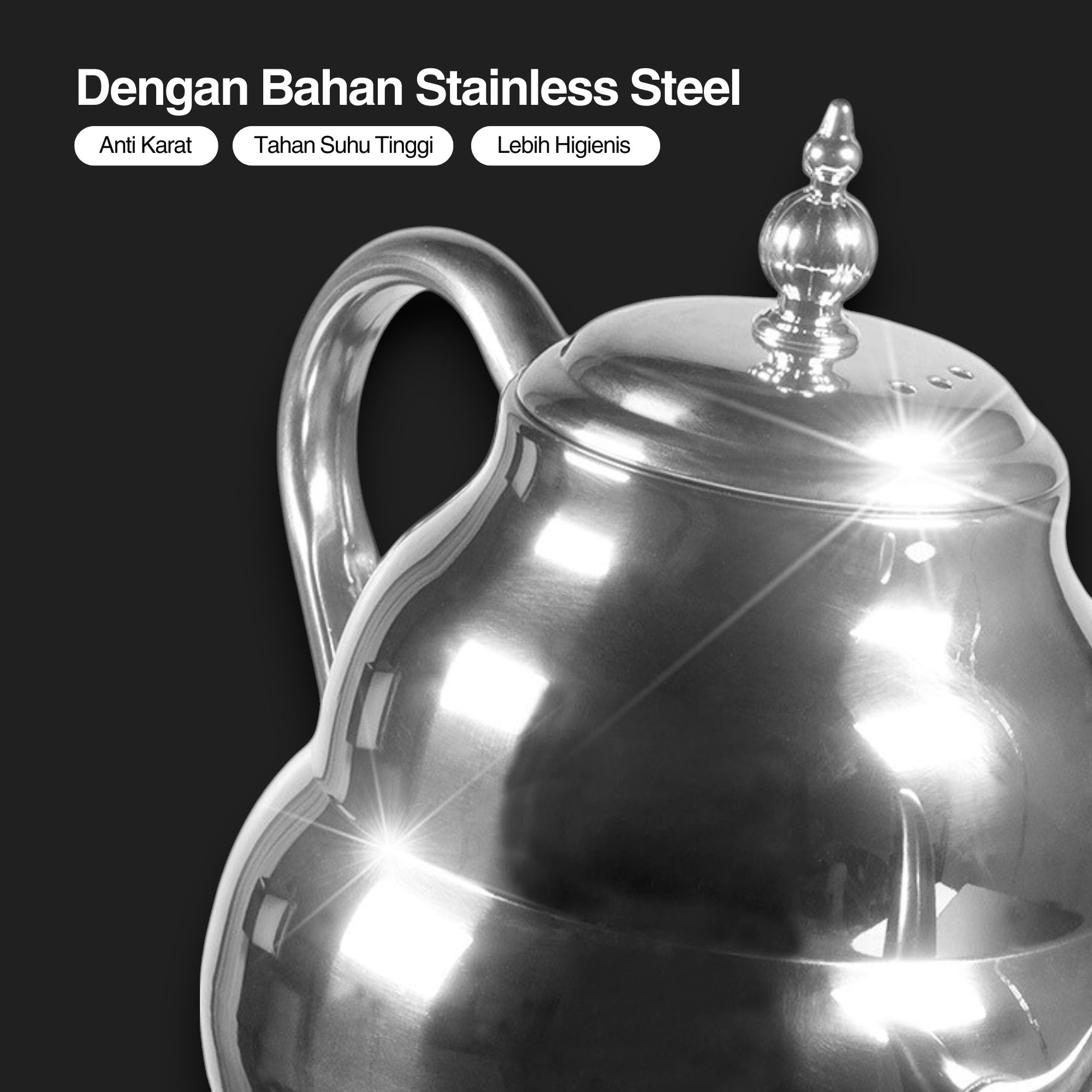 Gambar produk IBNUNU Teko Air Panas Teh Teapot Stainless Steel 1.5L with Filter - IB12