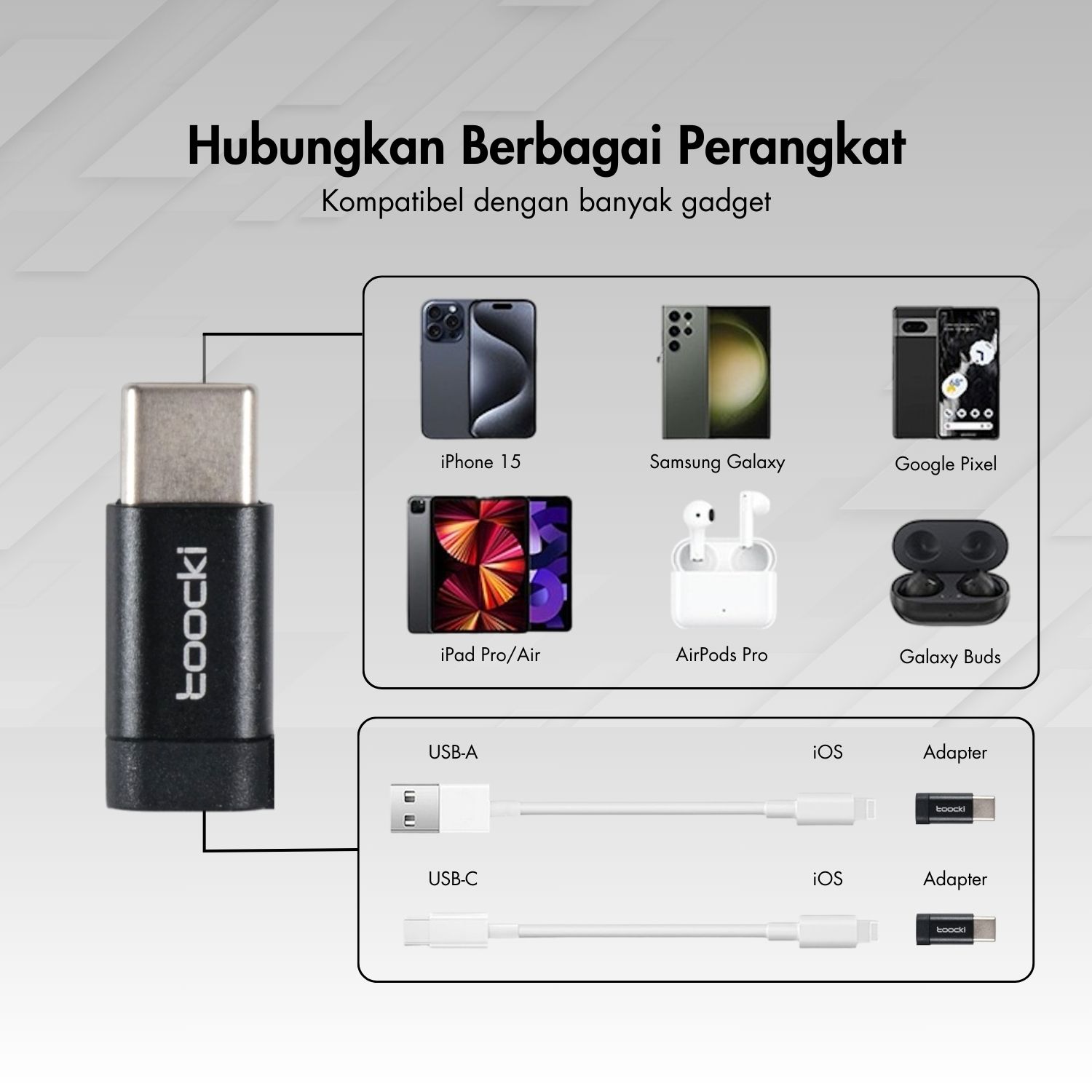 Gambar produk Toocki OTG USB Micro to Type C 3.0 Adapter Converter with Lanyard - TZJTCM-XK01
