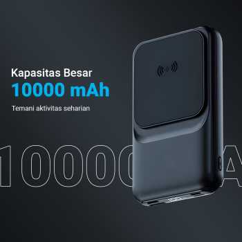 Gambar produk NYLO Power Bank 10000mAh Wireless Magnetic 3in1 Cable USB Type C 22.5W - HT-WO10
