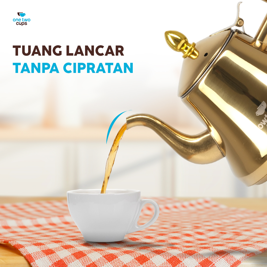 Gambar produk One Two Cups Teko Air Panas Teh Teapot Stainless Steel 1L with Filter - HS4012