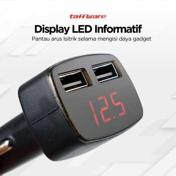 Gambar produk Taffware Dual USB Car Charger 3.1A with LED Display - EC2