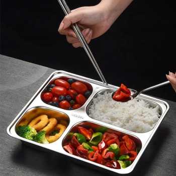 Gambar produk Januel Piring Makan Fast Food Tray Container Stainless Steel 304 4 Grid - Jn71