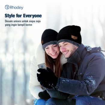 Gambar produk Rhodey Topi Kupluk Rajut Pria Wanita Poliester Winter Beanie Hat