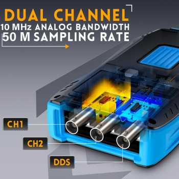 Gambar produk FNIRSI Oscilloscope Digital 3in1 Multimeter Signal Generator 2CH 10MHz - 2C23T