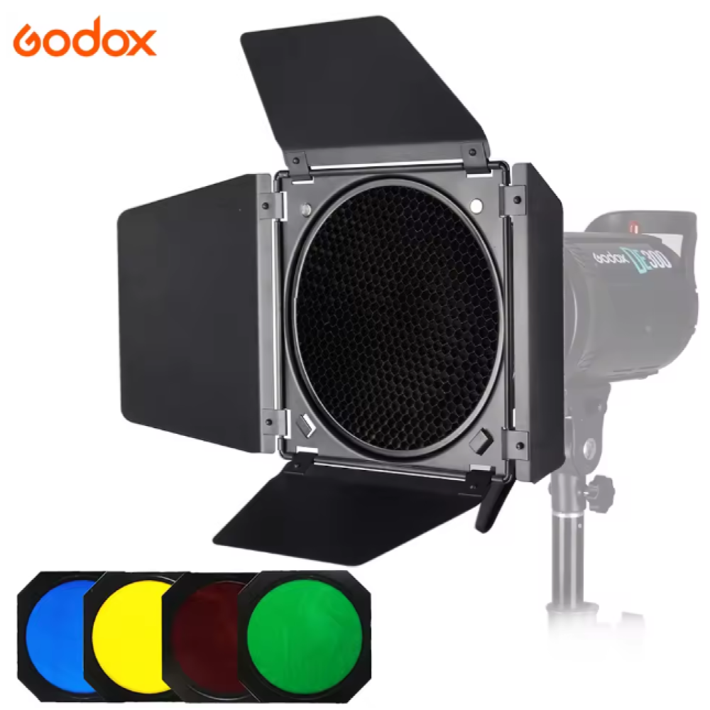 Gambar produk Godox Barn Door Lampu Studio Honeycomb Grid Reflector 4 Color Filter - BD04
