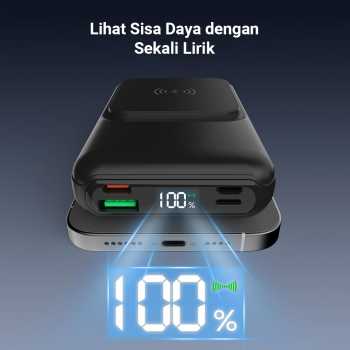 Gambar produk NYLO Power Bank 10000mAh Wireless Magnetic 3in1 Cable USB Type C 22.5W - HT-WO10