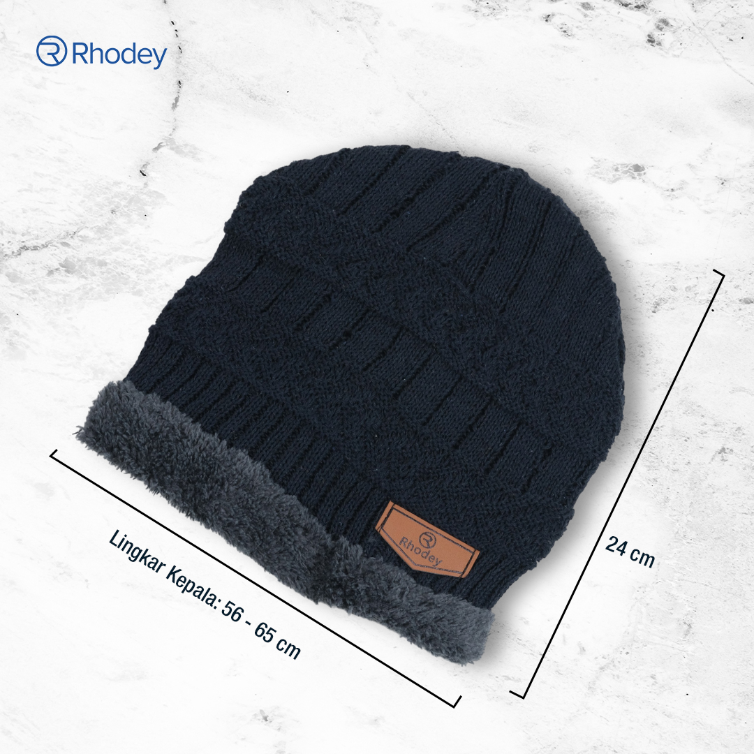 Gambar produk Rhodey Topi Kupluk Rajut Pria Wanita Poliester Winter Beanie Hat