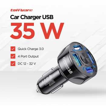 Taffware Charger Mobil QC 3.0 4 USB Port Cigarette Plug 7A 35W - BK-358