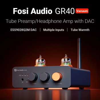 Fosi Audio Preamp Tube Bluetooth QCC3031 AptX LL HD Bass and Treble - GR40