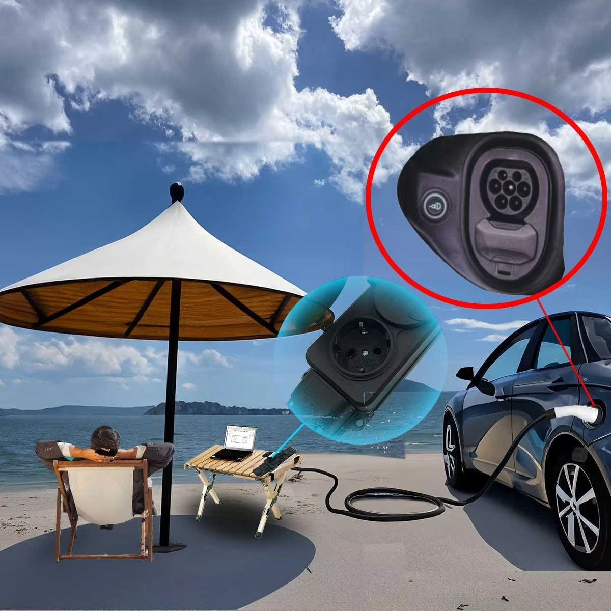 V2L Adapter Für MG Elektroauto - 3.5KW Typ2 Zu Schuko Stecker Für MG4 MG5 ZS Marvel R