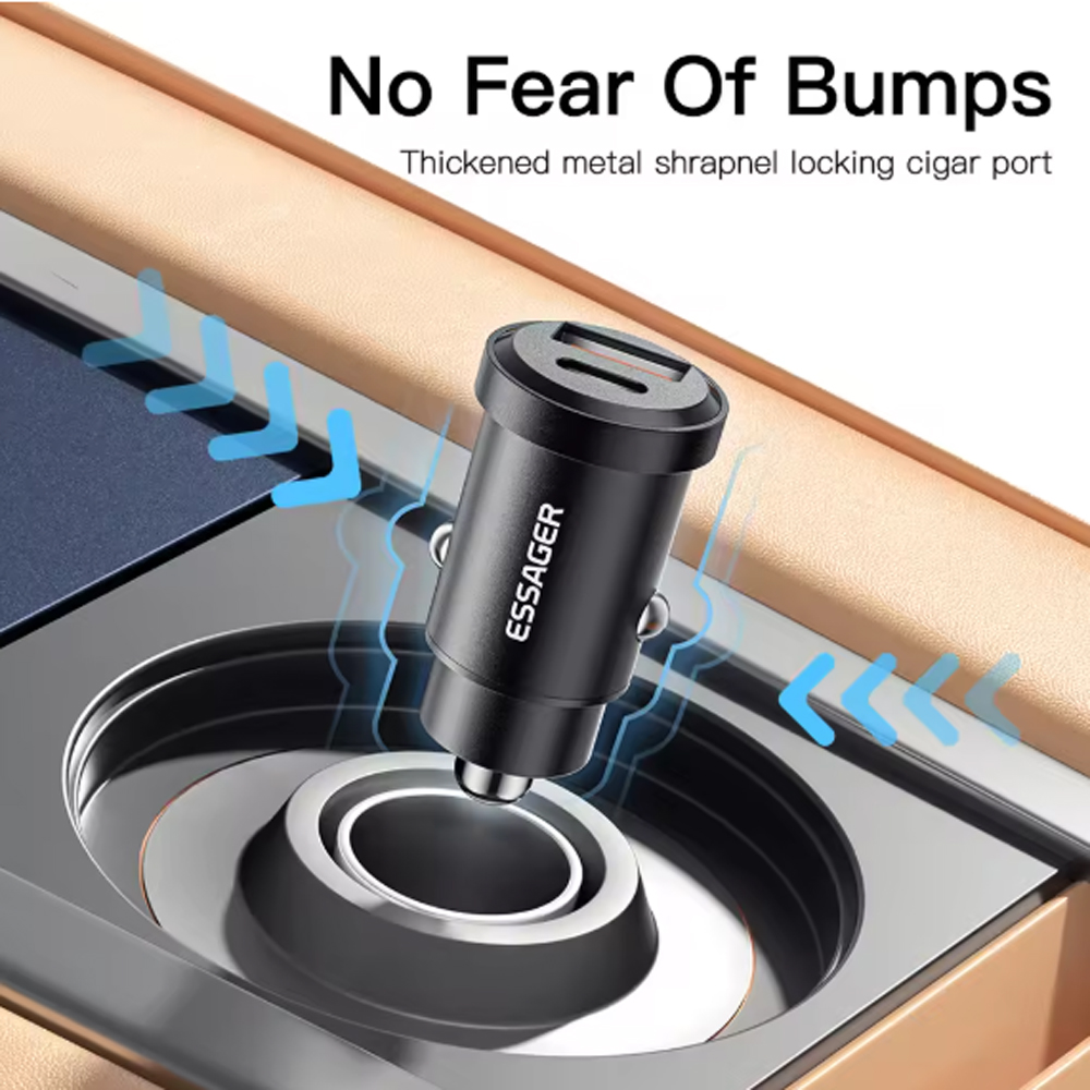 Gambar produk ESSAGER Car Charger Mobil Fast Charging PD QC 4.0 USB Type C Port 45W - ECCAC45-TL01-P