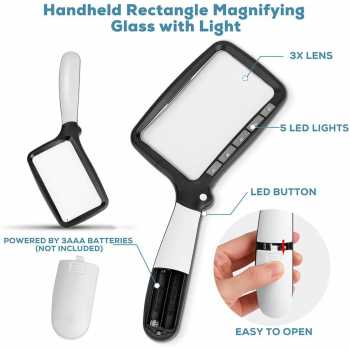 Gambar produk TOBE Kaca Pembesar Handheld Magnifiying Glass Lup 3X with LED - 10863