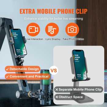 Gambar produk VEVOR Stand Holder Mikrofon Boom Arm Lazypod with Phone Holder - AK-V7