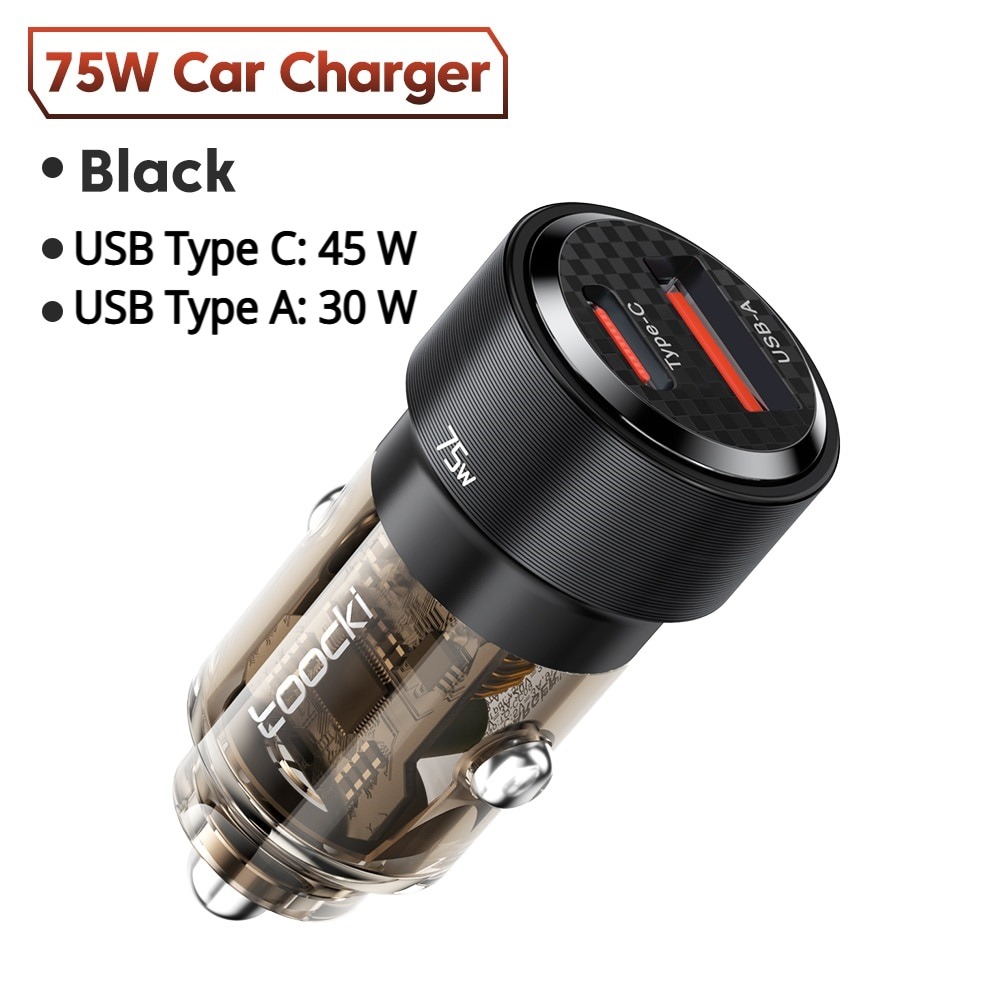 Gambar produk Toocki Car Charger Mobil Fast Charging PD USB Type C Port 75W - TQ-CC09