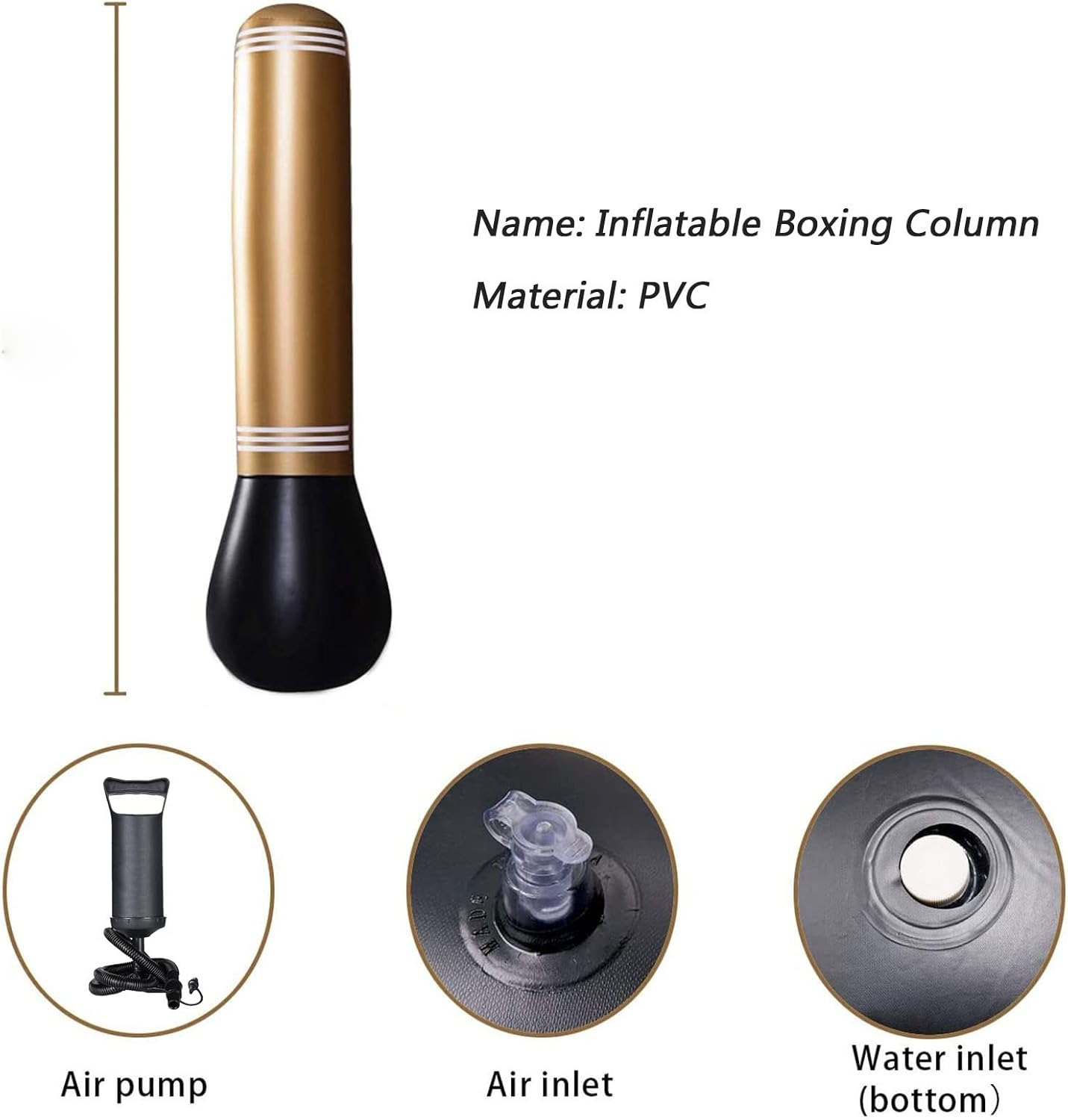 Gambar produk PUNCHY Vertical Punching Bag Inflatable Stripe Samsak Tinju 1.5M - PS-15