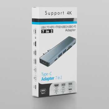Gambar produk SATACHI USB Hub Type C MacBook 7in2 USB Type C HDMI MicroSD PD - BYL-2101