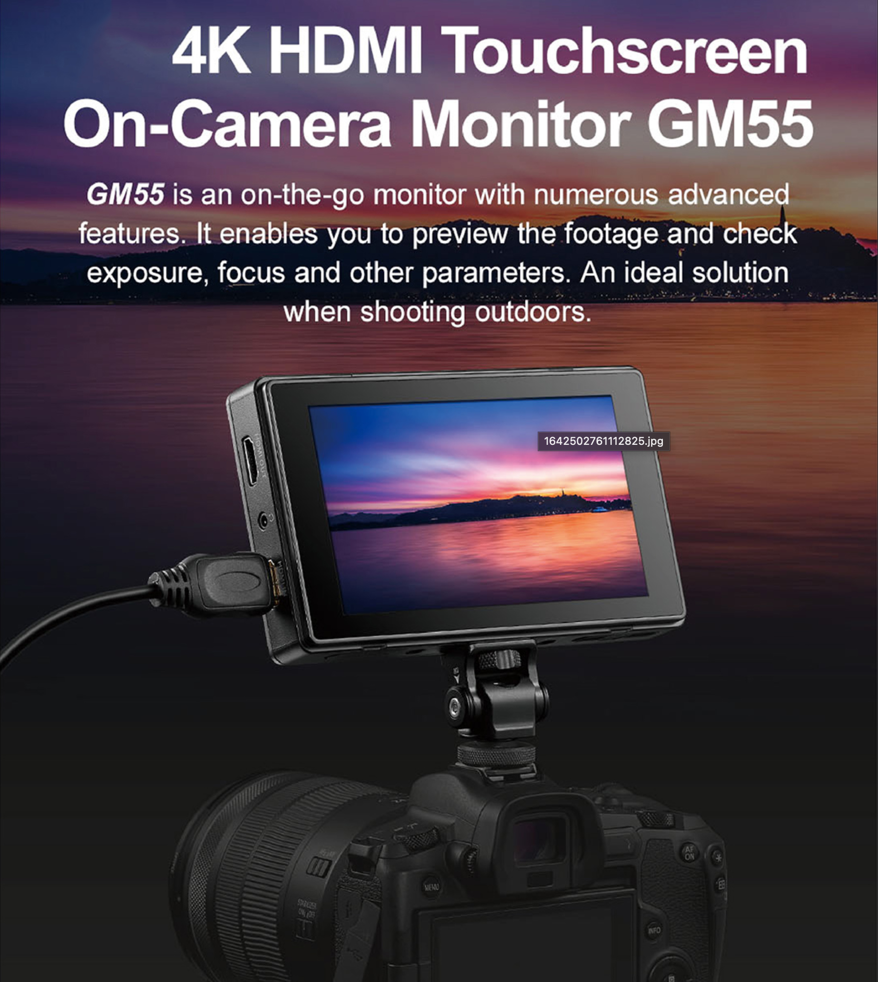 Gambar produk Godox Monitor Kamera DSLR HDMI Touchscreen On-Camera 5.5 Inch 4K - GM55