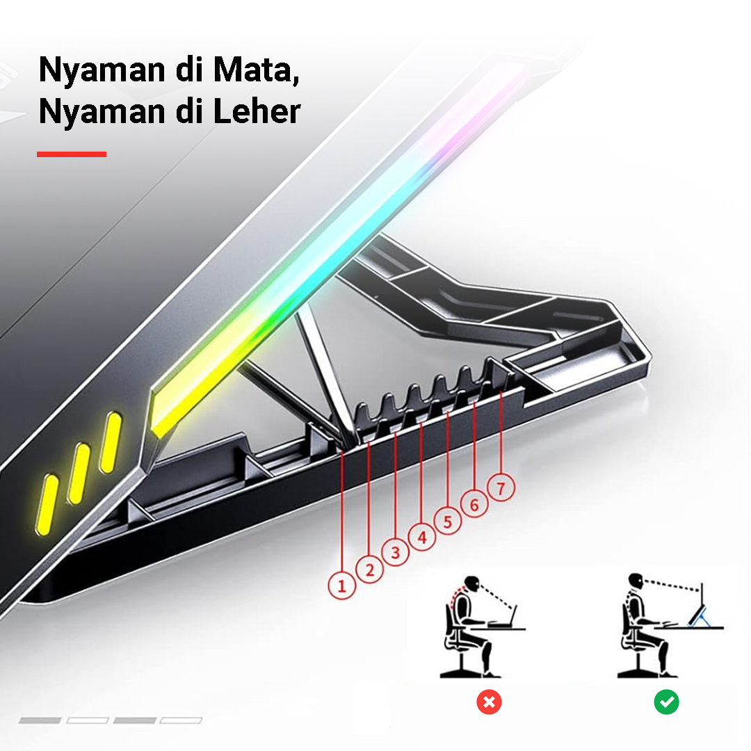 Gambar produk NUOXI MC Gaming Cooling Pad Kipas Laptop LED 2 Fan - X500