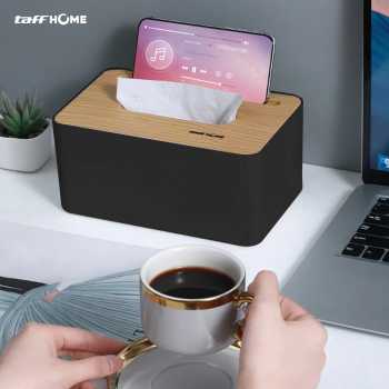 Gambar produk TaffHOME Kotak Tisu Kayu Tissue Box dengan Holder Smartphone - ZJ008