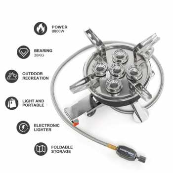 TaffSPORT Kompor Gas Portable Lipat 5 Burner Ultralight Camping Stove - WS542