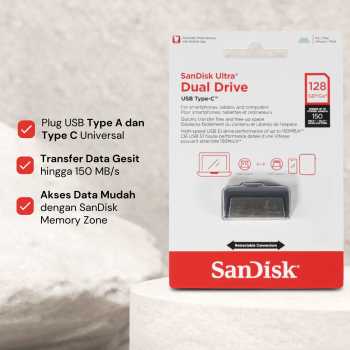 Gambar produk SanDisk Ultra Dual Drive USB Type C 3.1 Gen 1 128GB - SDDDC2