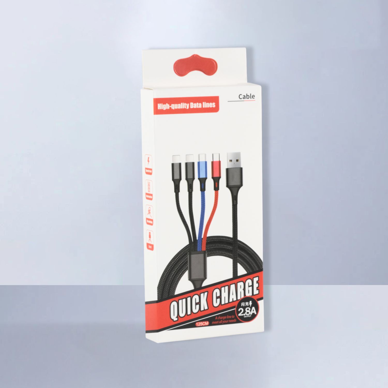 Gambar produk IBNUNU Kabel Charger 4in1 Fast Charging Cable Nylon Braid 3A - IB04