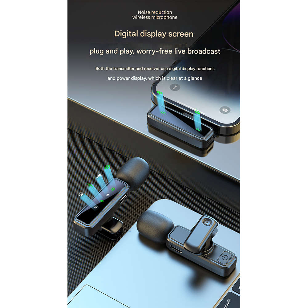 Gambar produk NAODA Mikrofon Wireless Lavalier DSP 2.4G 100mA 2 Microphone Lightning - J81