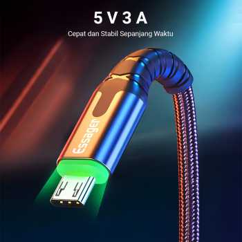 Gambar produk ESSAGER Kabel Data USB Type A to Micro USB LED Light 5V 3A 1M - EXCM-XG09