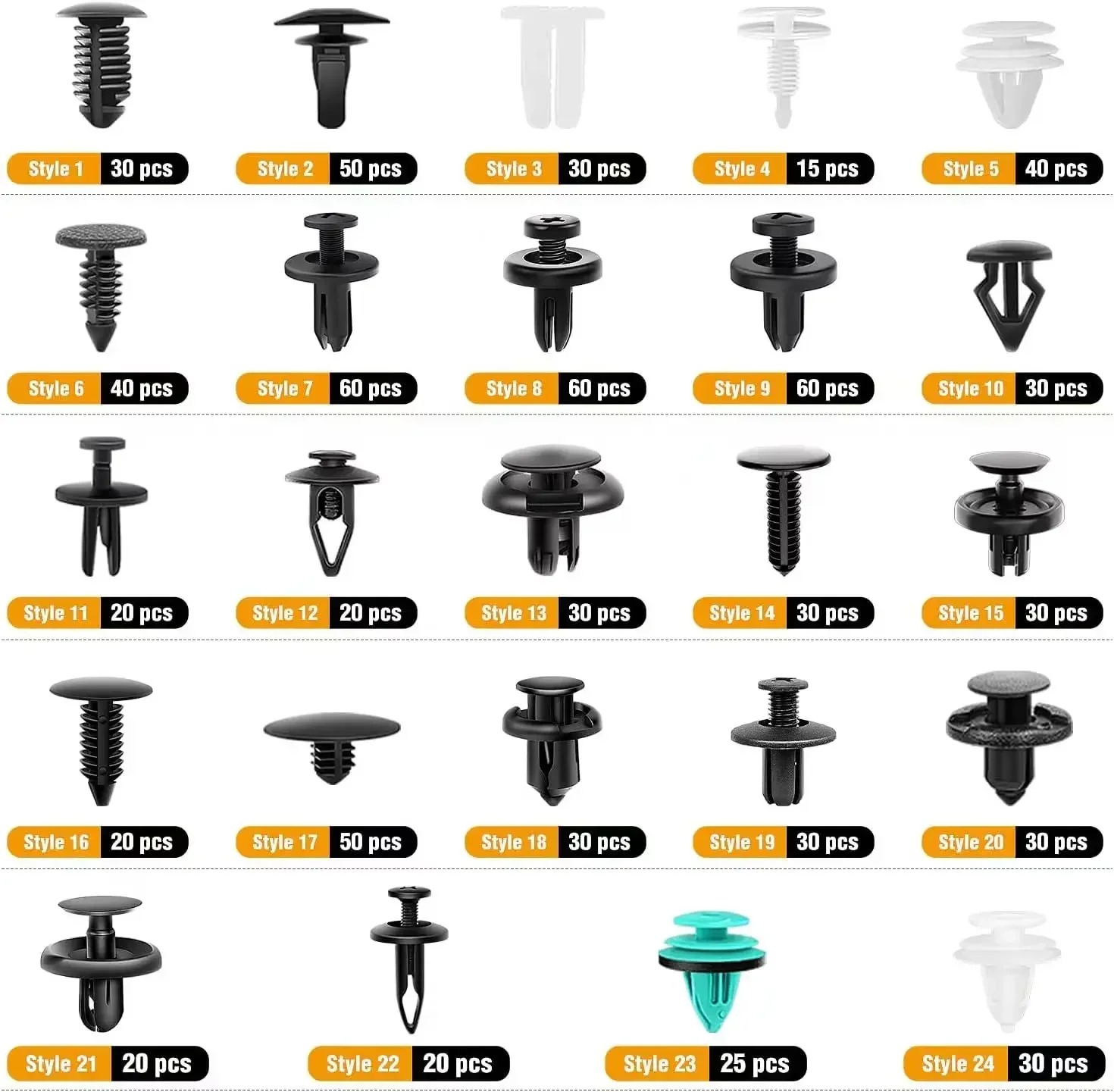 Gambar produk ATEMO Baut Rivet Plastik Mobil Universal Klip Pengencang 800 PCS - AT800
