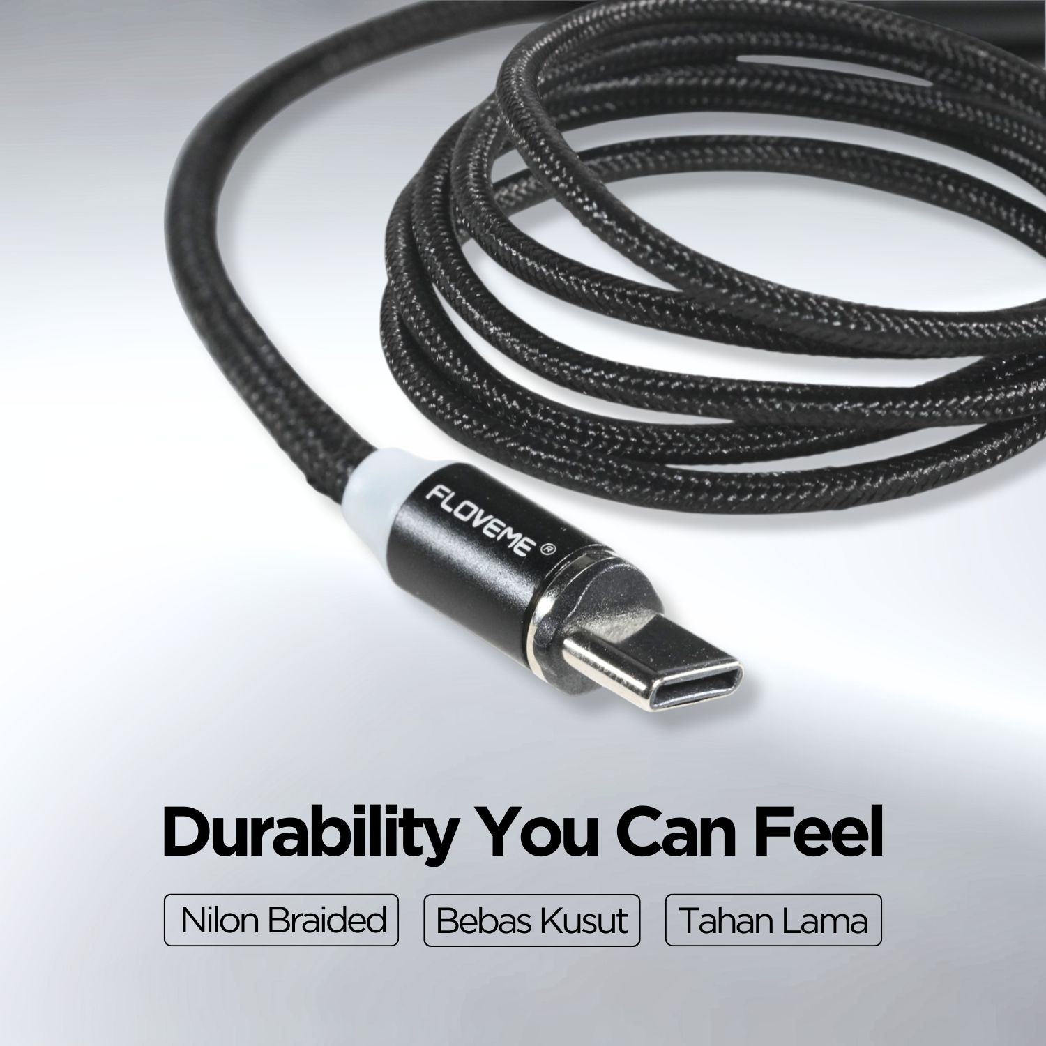 Gambar produk FLOVEME Kabel Charger USB Type C Fast Charging Magnetic 2A 1M - D4192