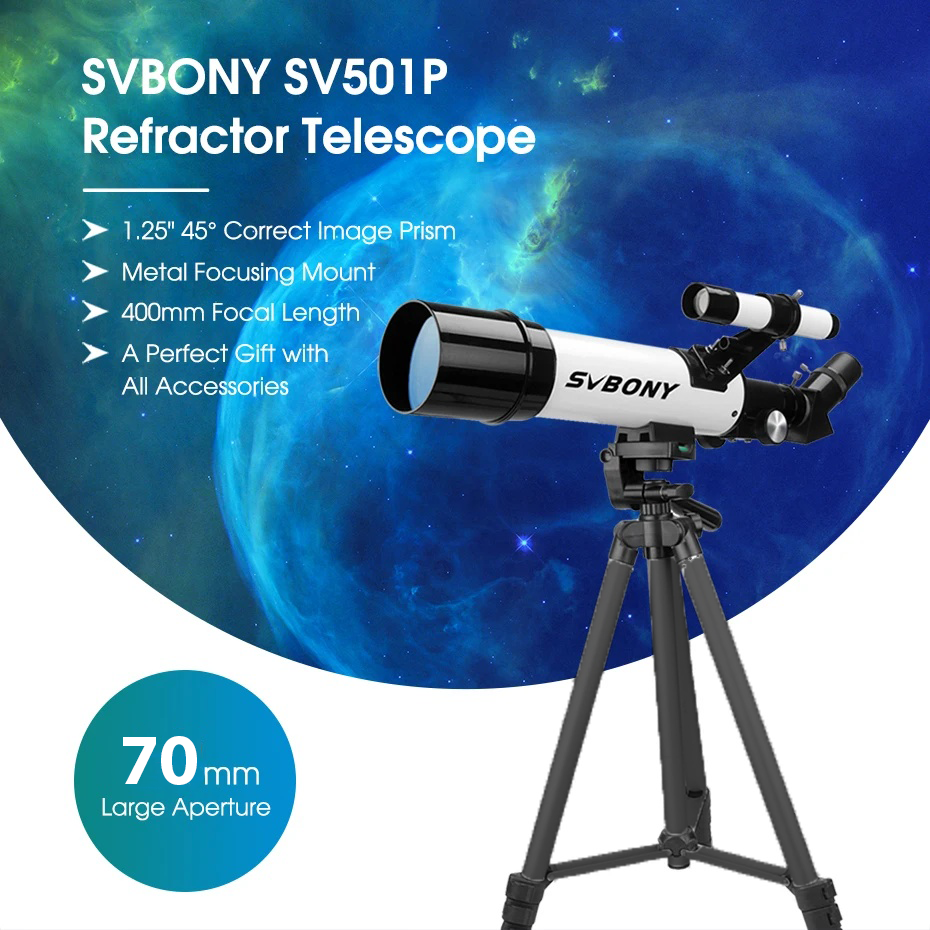Gambar produk SVBONY Teropong Bintang Astronomical Refractor Telescope 400/70mm - SV501P