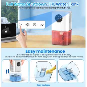 Gambar produk AGOLA Smart Dehumidifier Moisture Absorber Low Noise 1.7L Auto Shut - B221