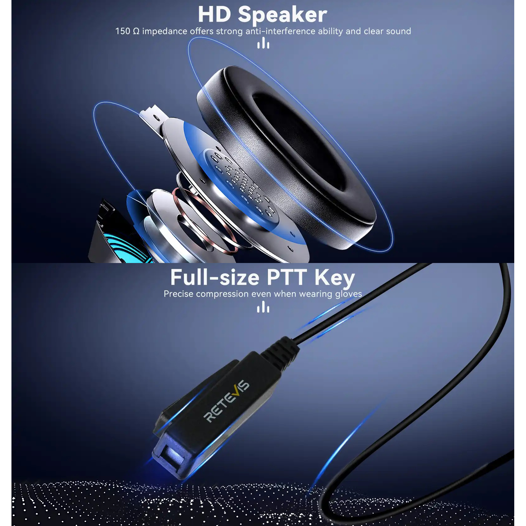 Gambar produk RETEVIS Headset Mikrofon In-ear for HT Walkie Talkie 2 Pin - EEK023